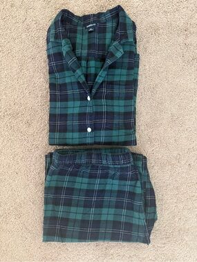 GAP Green and Navy Plaid Women's Pajama Set for 100% Cotton